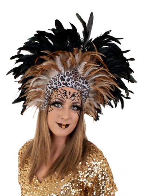 Grote Verentooi Bruin Panterprint Burlesque Hoofdtooi Carnav, Kleding | Dames, Carnavalskleding en Feestkleding, Nieuw, Carnaval