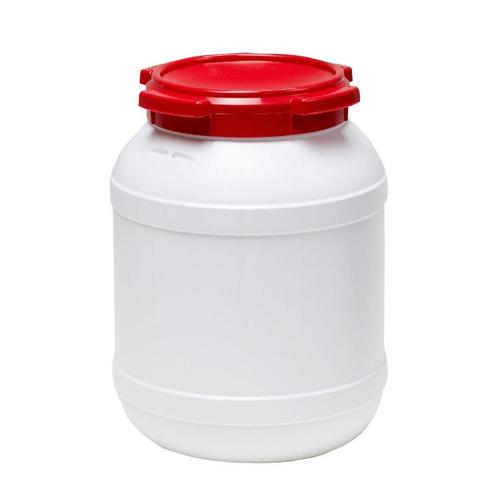 Wijdmondvat 26 liter wit met rood deksel, Zakelijke goederen, Kantoor en Winkelinrichting | Magazijn, Stelling en Opslag, Ophalen of Verzenden