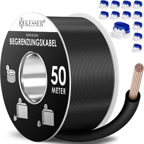 KESSER® Begrenzingskabel 50 m + 12 kabelconnectoren voor rob, Tuin en Terras, Tuinmeubel-accessoires, Nieuw, Verzenden