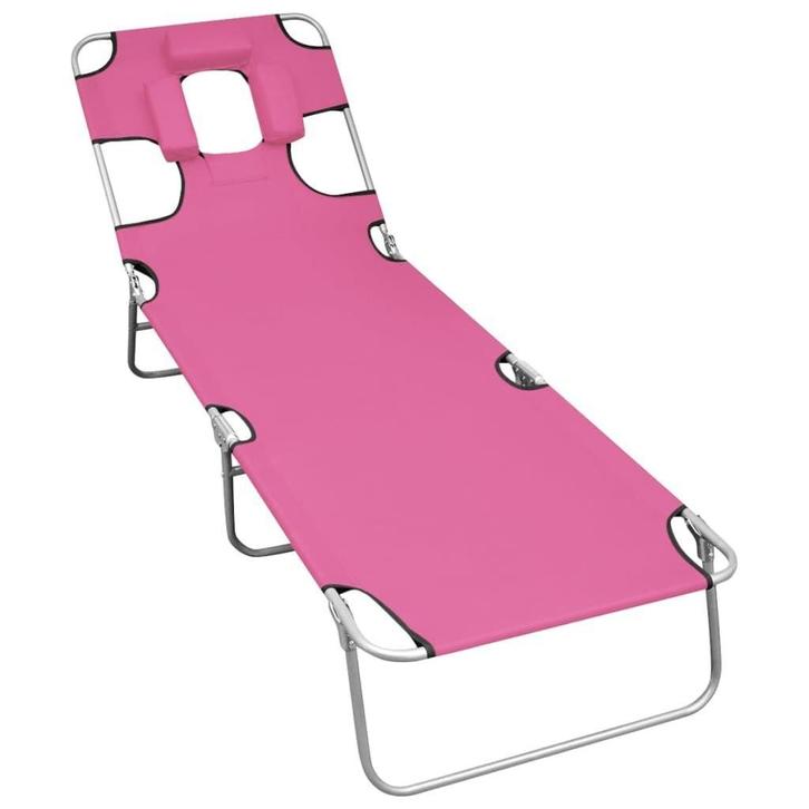 Inklapbaar Ligbed Magenta - Tweedekansje voor de Zomer!, Tuin en Terras, Ligbedden, Nieuw, Metaal, Ophalen of Verzenden