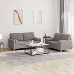 vidaXL 2-delige Loungeset met kussens stof taupe, Huis en Inrichting, Banken | Bankstellen, Verzenden, 150 tot 200 cm, Nieuw, Stof