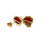 Gouden solitair oorstekers met bloedkoraal 14 krt, Sieraden, Tassen en Uiterlijk, Oorbellen, Ophalen of Verzenden, Nieuw