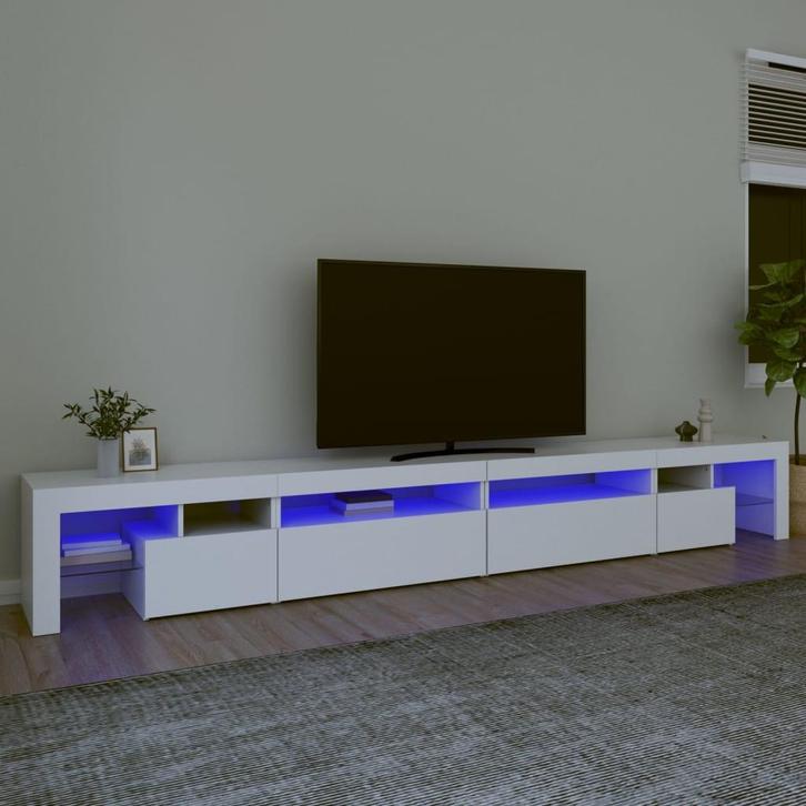 vidaXL Tv-meubel met LED-verlichting 290x36,5x40 cm wit, Huis en Inrichting, Kasten | Televisiemeubels, 25 tot 50 cm, Nieuw, Overige houtsoorten