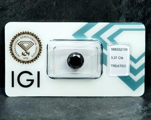1 pcs Diamant (Kleurbehandeld) - 3.37 ct - Rond Zwart - Niet, Sieraden, Tassen en Uiterlijk, Edelstenen