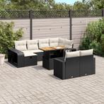 vidaXL 11-delige Loungeset met kussens poly rattan zwart, Tuin en Terras, Tuinsets en Loungesets, Verzenden, Nieuw, Rotan, Loungeset