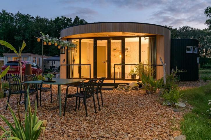 Te koop nieuw !! chalet 2025 ,verhuur gehele jaar toegestaan, Vakantie, Campings, In bos, Afwasmachine, Airconditioning, Internet