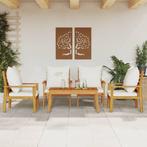 vidaXL 5-delige Loungeset met kussens massief acaciahout, Verzenden, Nieuw, Hardhout, Loungeset