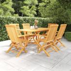 vidaXL 7-delige Tuinset massief teakhout, Tuin en Terras, Tuinsets en Loungesets, Verzenden, 6 zitplaatsen, Nieuw, Tuinset