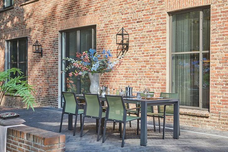 Suns Tutti eetset forest green met Rialto tafel teak |, Tuin en Terras, Tuinsets en Loungesets, Ophalen of Verzenden