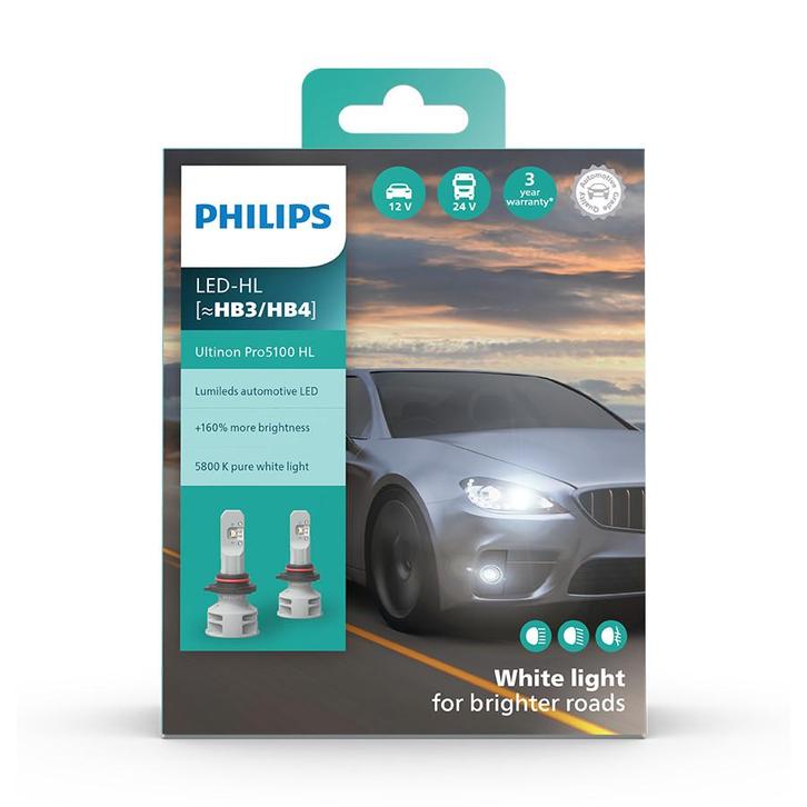 Philips LED Koplamp HB3/HB4 Ultinon5100, Auto-onderdelen, Verlichting, Nieuw, Ophalen of Verzenden