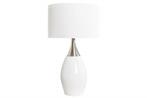 Moderne tafellamp CARLA 60cm wit zilver met linnen kap -, Huis en Inrichting, Lampen | Tafellampen, Ophalen of Verzenden, Nieuw