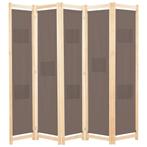 vidaXL Kamerscherm met 5 panelen 200x170x4 cm stof bruin, Huis en Inrichting, Woonaccessoires | Kamerschermen, Verzenden, Nieuw