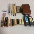 Japanese Calligraphy Set — Inkstone (Suzuri), Brushes, Antiek en Kunst