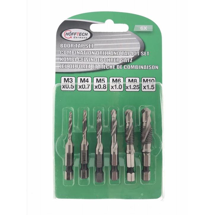 Hofftech Boor- en tapset - 6-delig - M3 t/m M10 - Precisi..., Doe-het-zelf en Verbouw, Gereedschap | Boormachines, Nieuw, Ophalen of Verzenden