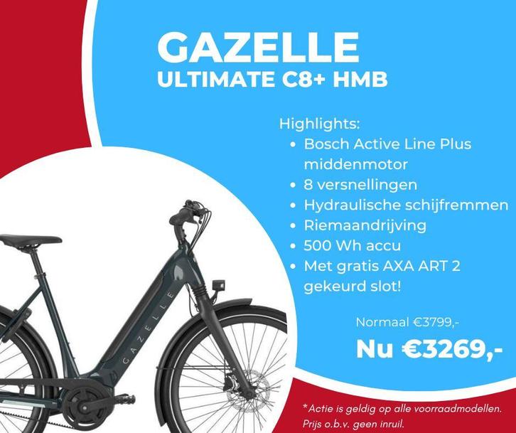 AANBIEDING: Gazelle Ultimate C8+ HMB eBike dames 53 | 57 cm, Fietsen en Brommers, Elektrische fietsen, Nieuw, Gazelle, Ophalen of Verzenden
