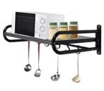 Wandrek voor Magnetron – Zwart Staal met Haakjes, Stevig, Verzenden, Nieuw