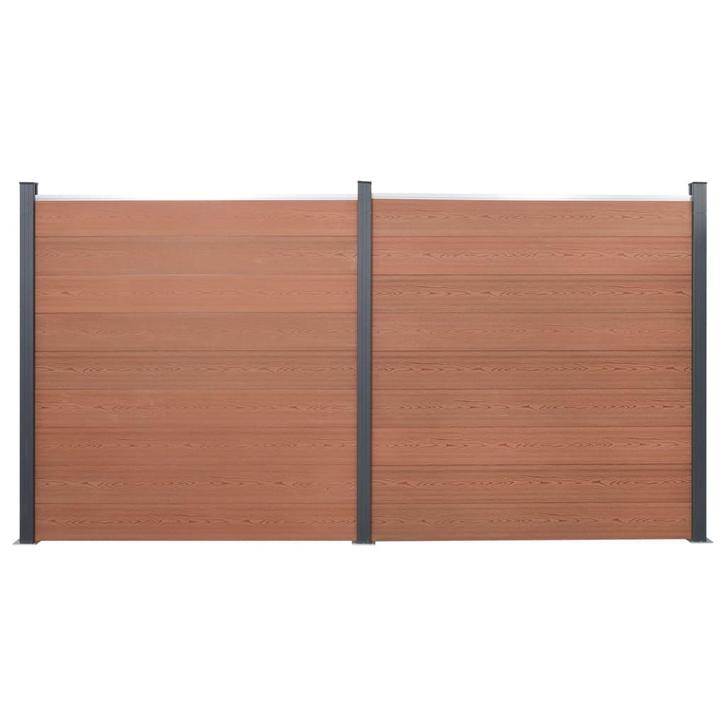 vidaXL Schuttingpaneelset 353x186 cm HKC bruin, Tuin en Terras, Schuttingen, Nieuw, Kunststof, 1 tot 2 meter, Verzenden