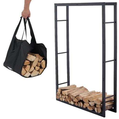 Houtopslag | Brandhoutrek | Houtrek | 100x25x148cm | Staal, Tuin en Terras, Haardhout, Verzenden