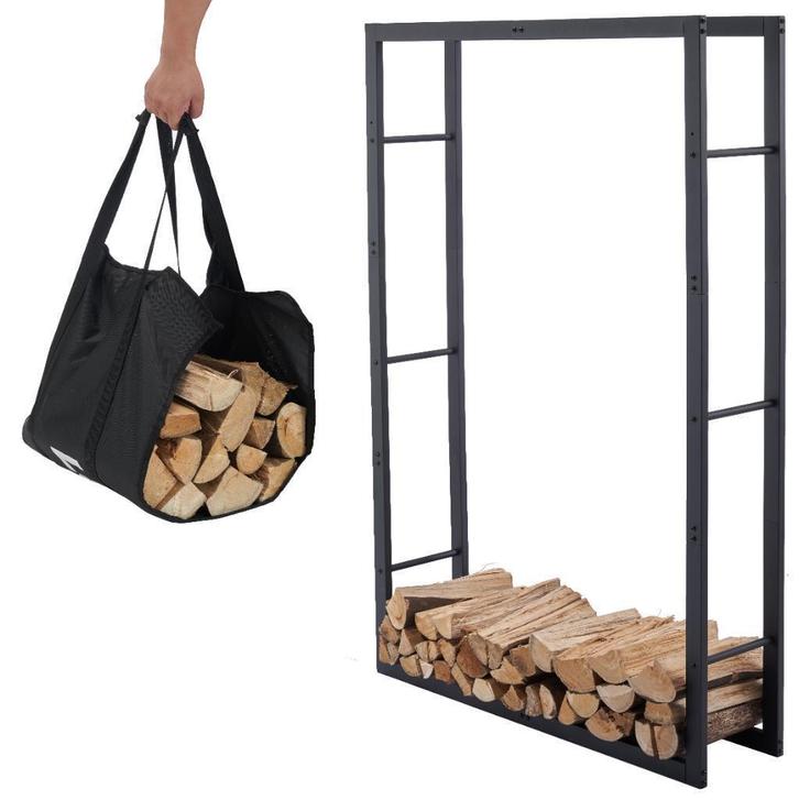 Houtopslag | Brandhoutrek | Houtrek | 100x25x148cm | Staal, Tuin en Terras, Haardhout, Verzenden