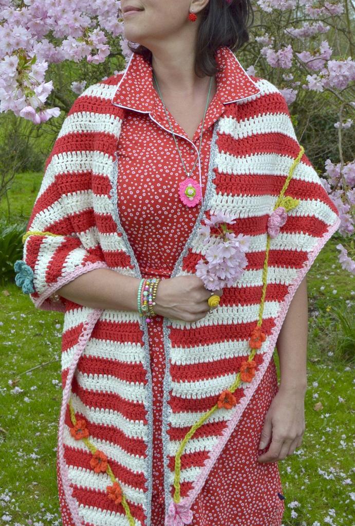 Haakpakket Gestreepte Omslagdoek, Hobby en Vrije tijd, Breien en Haken, Breien of Haken, Nieuw, Wol of Garen, Ophalen of Verzenden