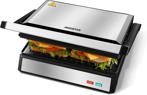 Aigostar Contactgrill - Panini Grill - 1500W - RVS/Zwart, Huis en Inrichting, Overige Huis en Inrichting, Verzenden