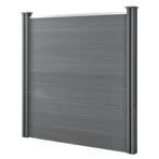 HKC Schuttingpanelen set vierkant/schuin 183x451cm grijs