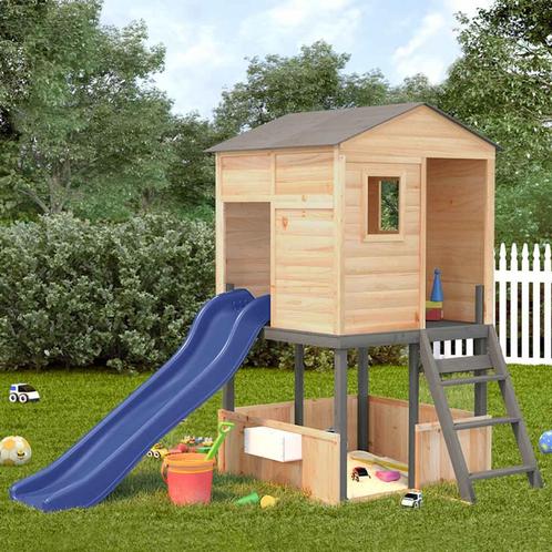 vidaXL Speelset voor buiten massief sparrenhout donkergrijs, Kinderen en Baby's, Speelgoed | Buiten | Speeltoestellen, Nieuw, Verzenden