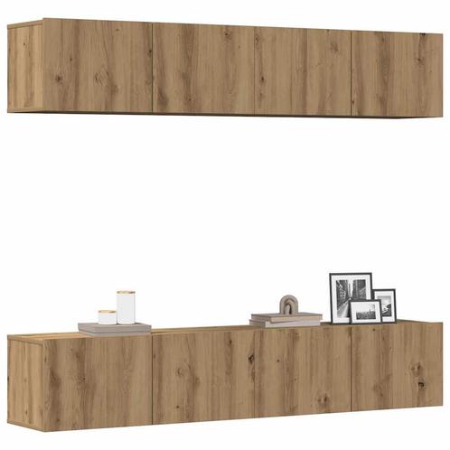 vidaXL Tv-wandkasten 4 st bewerkt hout artisanaal, Huis en Inrichting, Kasten | Televisiemeubels, Nieuw, Overige houtsoorten, Verzenden