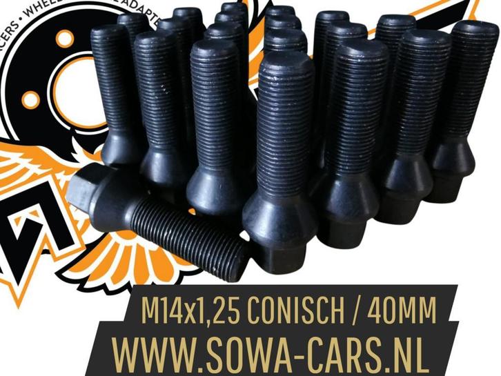 ZWARTE Wielbouten M14x1,25 Conisch 40mm ( M14 x 1,25 ), Auto diversen, Tuning en Styling, Ophalen of Verzenden
