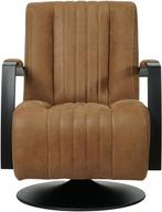 Bruine leren industriële draaifauteuil - staal zwart frame m, Nieuw, Ophalen of Verzenden, Modern, 50 tot 75 cm