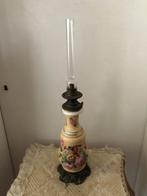 Lamp - Brons, Glas, Porselein, Prachtige kerosinelamp in