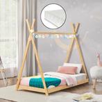 [en.casa] Kinderbed Vimpeli tipi met matras bamboe 90x200 cm, Huis en Inrichting, Slaapkamer | Bedden, Verzenden, Nieuw