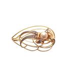 Bicolor gouden fantasie broche met parel en diamant (modern), Sieraden, Tassen en Uiterlijk, Broches, Gebruikt, Overige kleuren