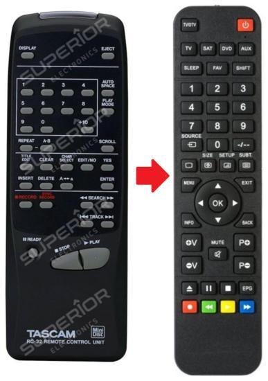 Tascam RC-32 / MD-301 / MD-350 afstandsbediening, Audio, Tv en Foto, Afstandsbedieningen, Verzenden