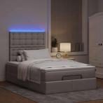 vidaXL Ottoman bed met matras en LEDs 120x200cm stof taupe, Verzenden, Nieuw, Twijfelaar, 120 cm