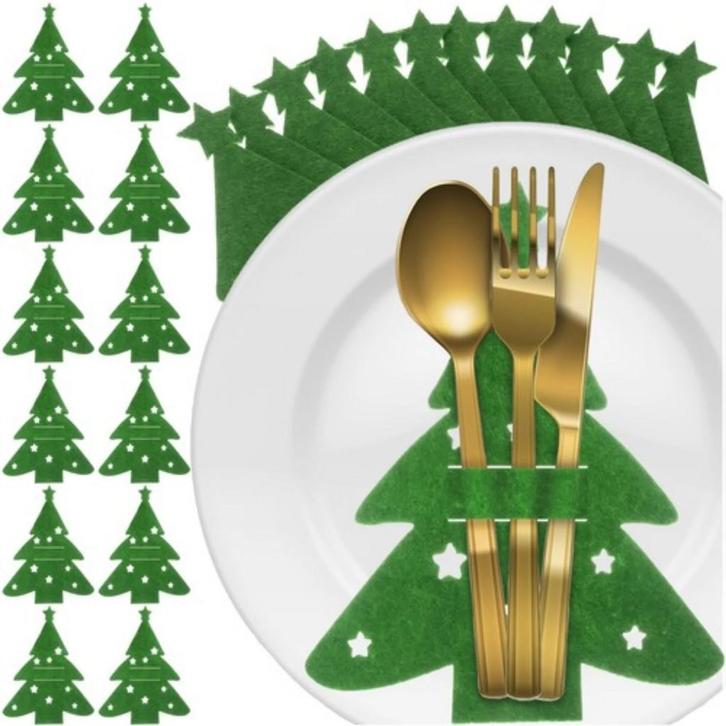 Ruhhy Bestekhouder Kerstbomen – Set van 12 Stuks, Vilten.., Diversen, Kerst, Nieuw, Ophalen of Verzenden