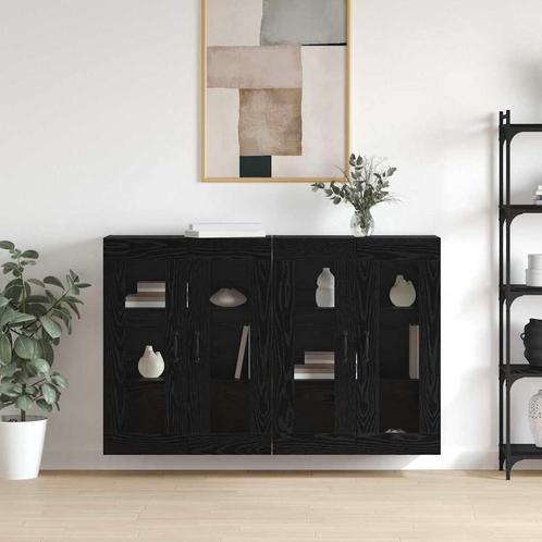 vidaXL Wandgemonteerde Kasten 2 pcs Zwart eiken 69.5 x 34 x, Huis en Inrichting, Kasten | Buffetkasten, Nieuw, Minder dan 50 cm