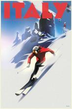 (MB) Mads Berg - Affiche Dolomites Downhill Skiing, Italy. -