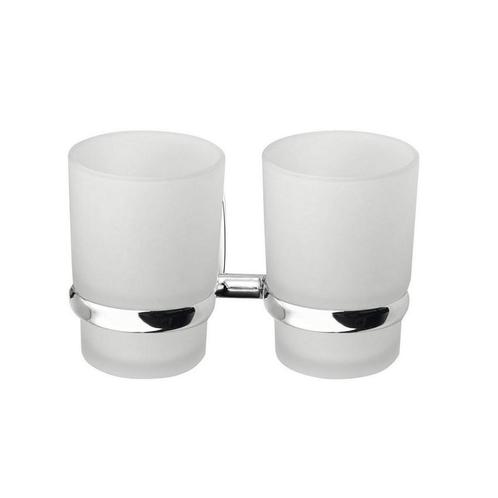Dubbele Bekerhouder Sapho Rumba Hangend Chroom / Melkglas, Doe-het-zelf en Verbouw, Sanitair, Ophalen of Verzenden