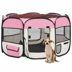 vidaXL Hondenren inklapbaar met draagtas 110x110x58 cm roze, Verzenden, Nieuw