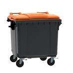 Afvalcontainer 1100 liter grijs met oranje deksel, Nieuw, Ophalen of Verzenden