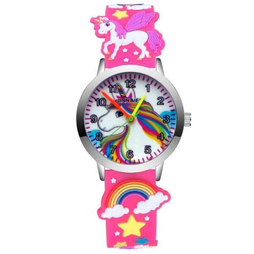 Fako® - Kinderhorloge - 3D - Eenhoorn Hoofd - Fluor Roze, Sieraden, Tassen en Uiterlijk, Horloges | Kinderen, Verzenden