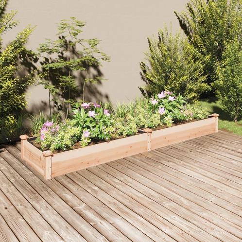 vidaXL Plantenbak verhoogd met voering 240x60x25 cm massief, Tuin en Terras, Bloembakken en Plantenbakken, 100 cm of meer, Nieuw