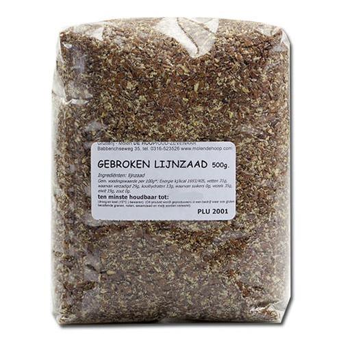 Molen de Hoop Gebroken Lijnzaad 500gr, Hobby en Vrije tijd, Taarten en Cupcakes maken, Nieuw, Verzenden