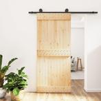 vidaXL Schuifdeur met beslag 90x210 cm massief grenenhout, Doe-het-zelf en Verbouw, Deuren en Horren, Verzenden, Nieuw