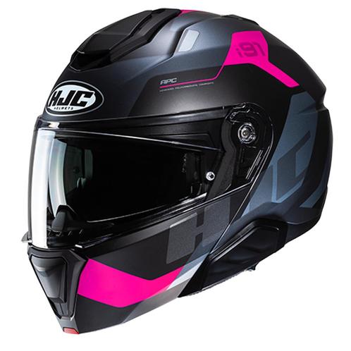 HJC i91 Carst Grijs Roze Systeemhelm, Motoren, Kleding | Motorhelmen, Systeemhelm, Heren, M, Nieuw met kaartje, HJC, Verzenden