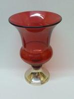 Vaas - Rode vintage Nederlandse vaas met 2e gehalte zilveren, Antiek en Kunst, Antiek | Goud en Zilver