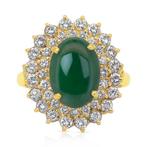 Ring - 18 karaat Geel goud -  4.80ct. tw. Jade - Diamant -, Sieraden, Tassen en Uiterlijk