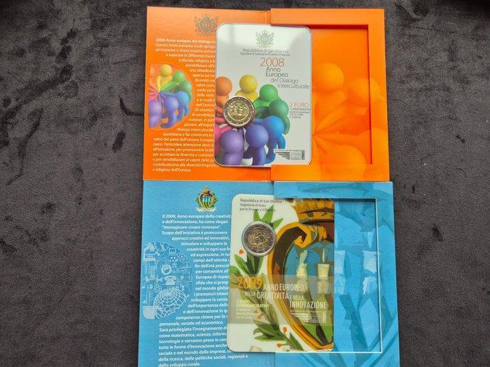 San Marino. 2 Euro 2008/2009 Dialoguo Interculturale +, Postzegels en Munten, Munten | Europa | Euromunten