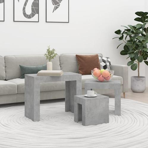 vidaXL 3-delige Tafeltjesset bewerkt hout betongrijs, Huis en Inrichting, Tafels | Salontafels, Nieuw, Overige houtsoorten, Verzenden